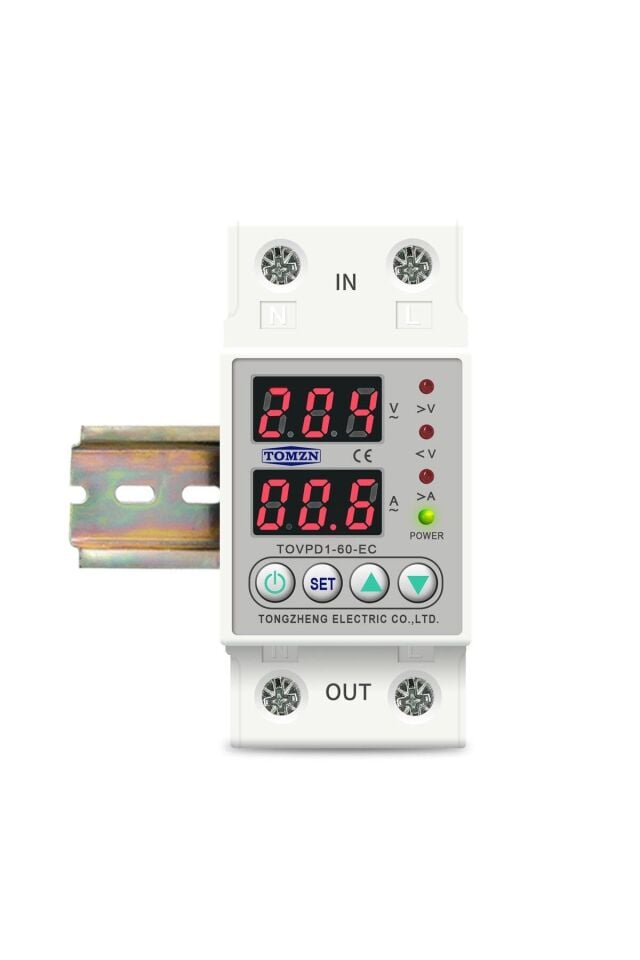 Tomzn Voltaj ve Akım Koruma Rölesi Yüksek Alçak Gerilim Koruyucu Monofaz 40A Elektrik Bekçisi