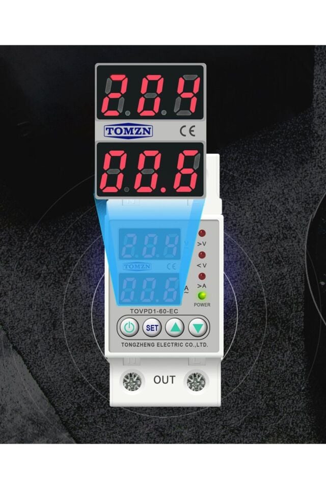 Tomzn Voltaj ve Akım Koruma Rölesi Yüksek Alçak Gerilim Koruyucu Monofaz 40A Elektrik Bekçisi