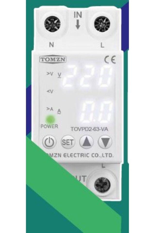 Tomzn Voltaj ve Akım Koruma Rölesi Yüksek Alçak Gerilim Akım Koruyucu 40A Yeni Tasarım