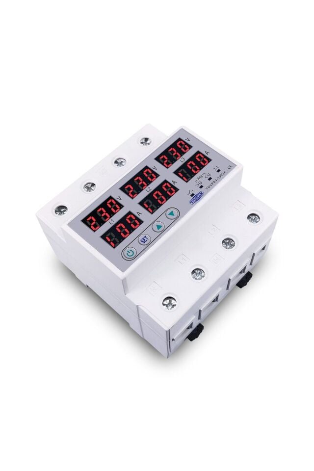 Tomzn Trifaz 380V 100A Gerilim ve Akım Koruma Rölesi Yüksek Alçak Voltaj Koruyucu Röle - Sanayi Tipi