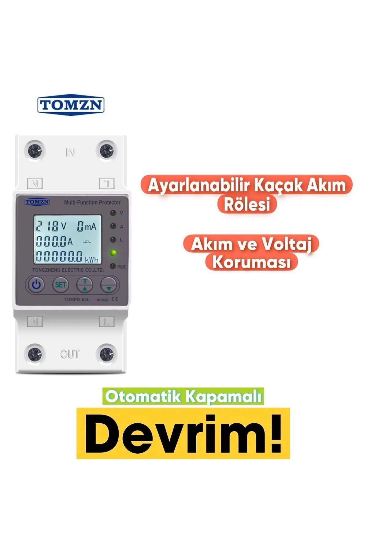 Tomzn Kaçak Akım Koruma Rölesi Ve Yüksek Voltaj Ve Akım Koruyucu Röle 80A Devrimsel Yenilik