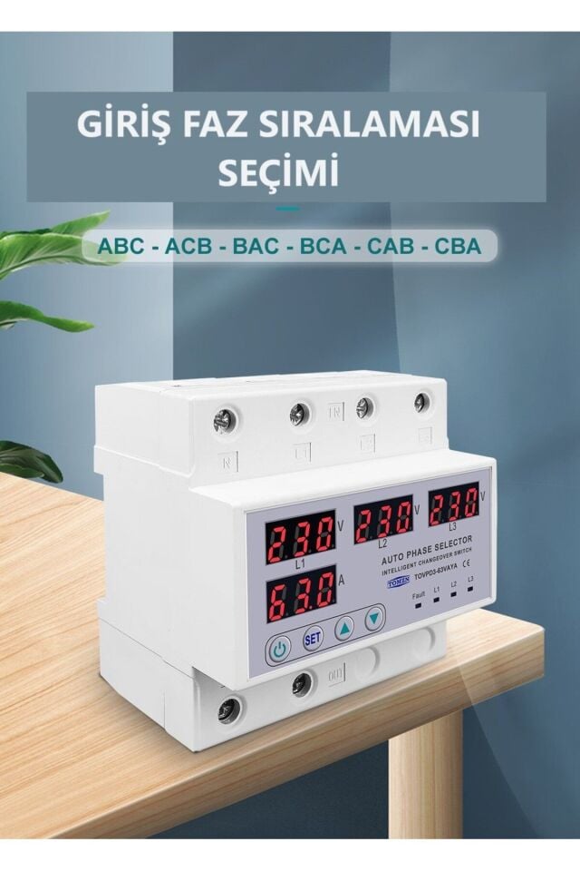Tomzn Otomatik Faz Seçici Ve Yüksek Alçak Voltaj Akım Koruma Rölesi 220v 100A