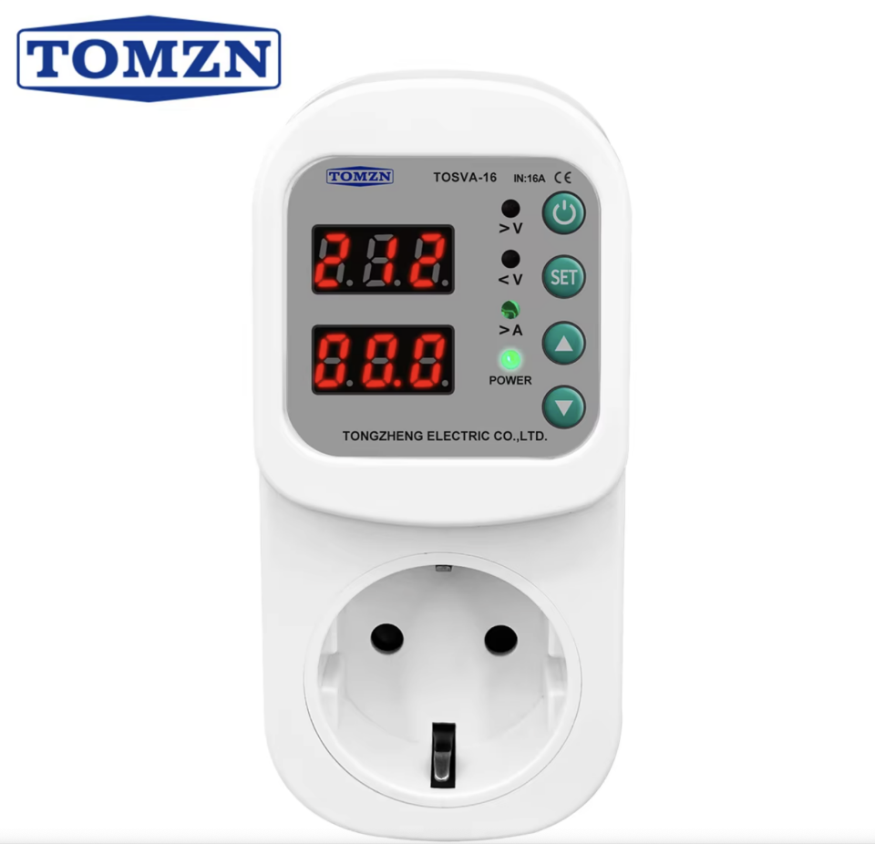 Tomzn Akım Korumalı Priz 16A Ayarlanabilir Voltaj ve Akım Koruma Prizi - Elektrik Bekçisi