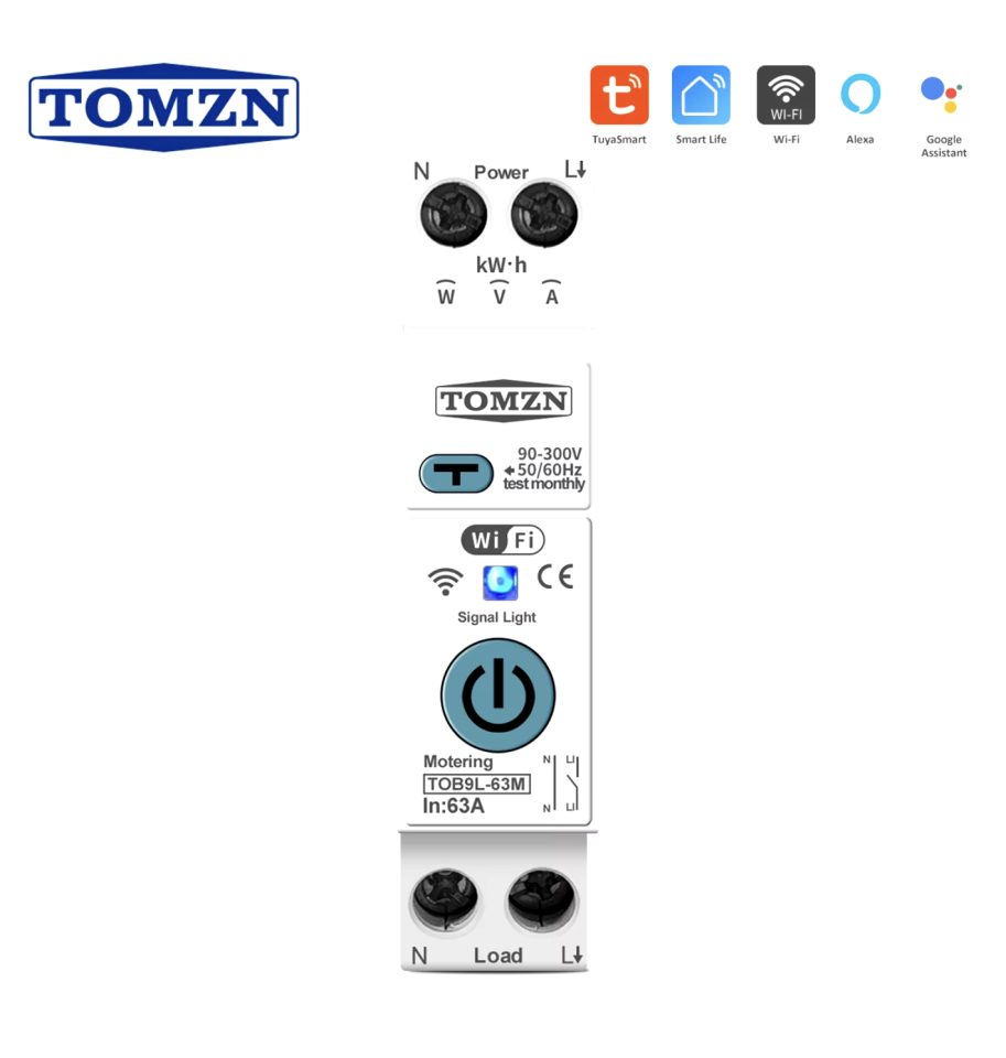 Tomzn Akıllı Kaçak Akım Rölesi ve Voltaj Akım Koruma Rölesi 63A WiFi Özellikli SmartLife